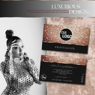 Luxuriöse Black Rose Gold Glitzer Stars hinzufügen Visitenkarte