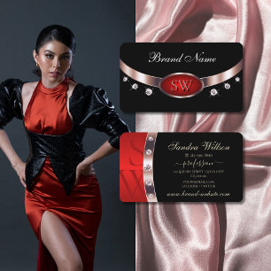 Luxuriöse Black Rose Gold Red mit Monogram Diamon Visitenkarte