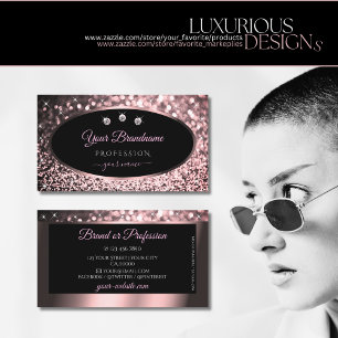 Luxuriöse Black Rose Gold Sparkle Glitzer Diamond Visitenkarte