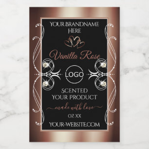 Luxuriöse Black Rosegold Shimmery Product Labels L Lebensmitteletikett