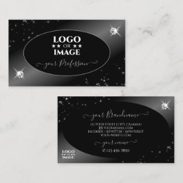 Luxuriöse Black Silver Glitzer Stars Juwelen mit L Visitenkarte