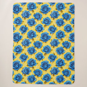 Luxuriöse blaue 3D-Rosen erblühende Eleganz Sherpadecke