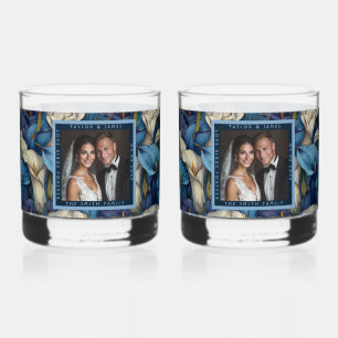 Luxuriöse Blaue Calla-Lilien-Grün-Hochzeit Whiskyglas