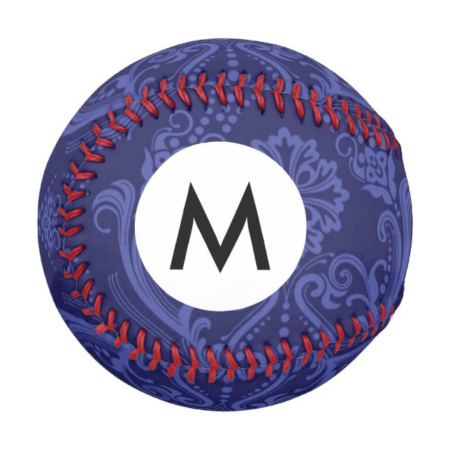 Luxuriöse blaue Damast Tapete Baseball (Vorderseite Links)
