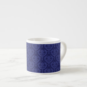 Luxuriöse blaue florale Damasttapete Espressotasse