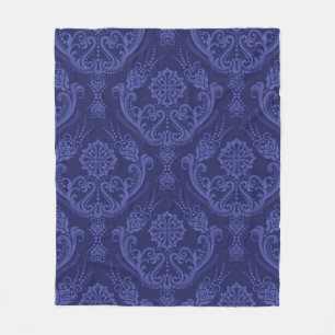 Luxuriöse blaue florale Damasttapete Fleecedecke