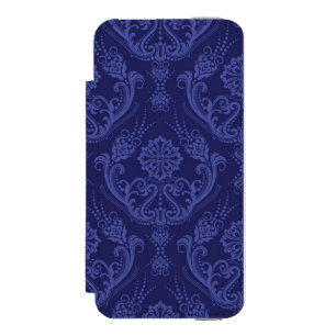 Luxuriöse blaue florale Damasttapete Incipio Watson™ iPhone 5 Geldbörsen Hülle