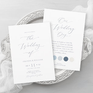 Luxuriöse Blauer Hochzeitstag mit Farben im Schmuc Einladung