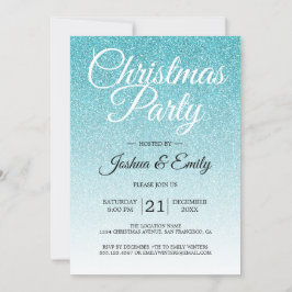 Luxuriöse Blue Glitzer Ombre Party Einladung