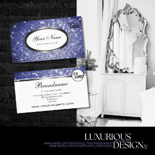 Luxuriöse Blue Glitzer Sparkle Shimmer Stars und L Visitenkarte