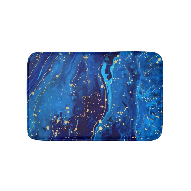 Luxuriöse Blue Gold Marmor Texture Badematte (Vorderseite)