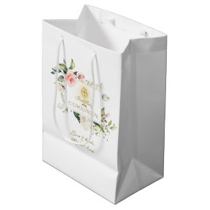 Luxuriöse Blume Bilderrahmen Gold Girl Christening Mittlere Geschenktüte