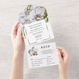 Luxuriöse Blume mit weißer Orchidee All In One Einladung