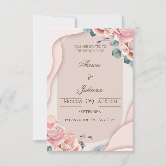 Luxuriöse Blumenhochzeitseinladung Dankeskarte (Vorderseite)