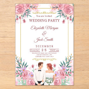Luxuriöse Boho Floral Greenerity Wedding Acryleinladungen