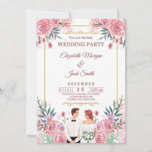 Luxuriöse Boho Floral Greenerity Wedding Einladung