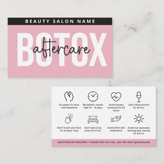 Luxuriöse Botox Lip Filler Anleitung Aftercare Car Visitenkarte (Vorne/Hinten)