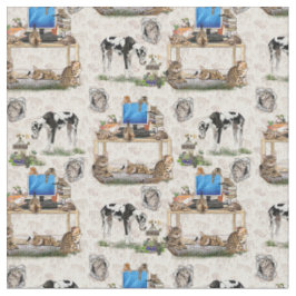 Luxuriöse Cat & Dog-Wiederholungs-Design-Gewebe Stoff