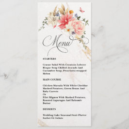 Luxuriöse Chic Calligraphy Pink Floral Wedding Menükarte