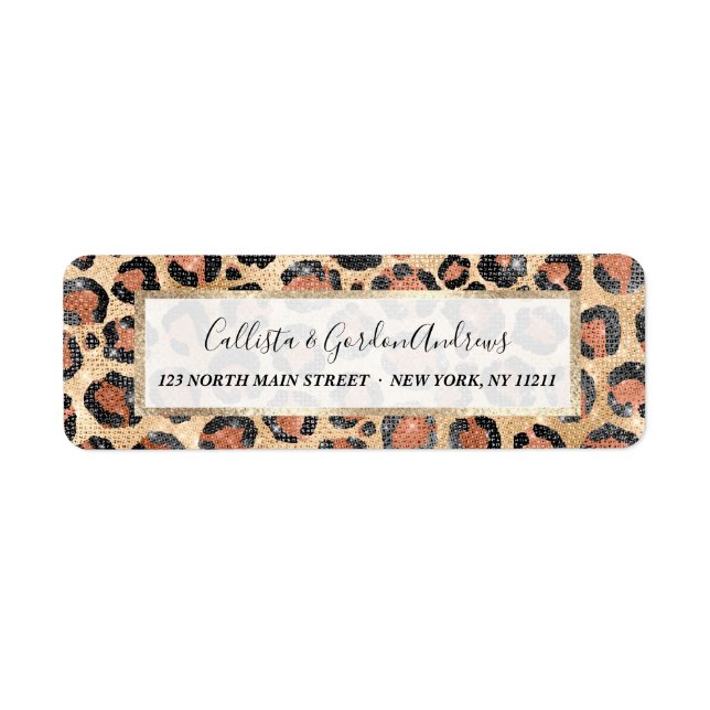 Luxuriöse Chic Gold Black Brown Leopard Animal Pri (Vorne)