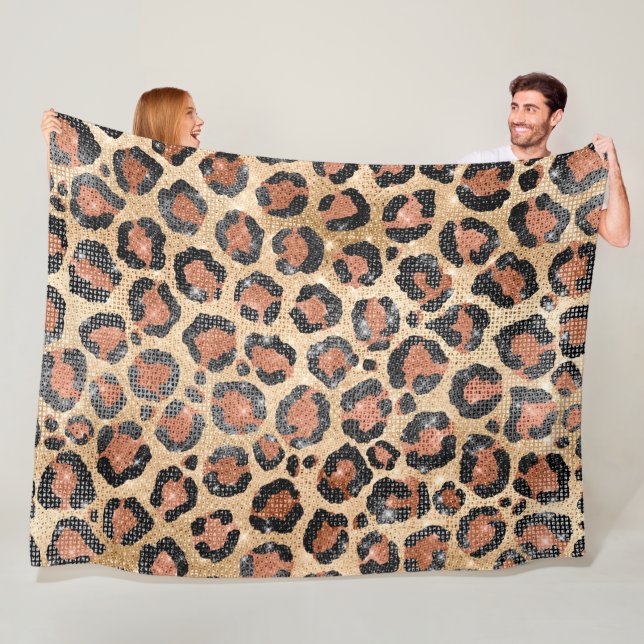 Luxuriöse Chic Gold Black Brown Leopard Animal Pri Fleecedecke (Beispiel)