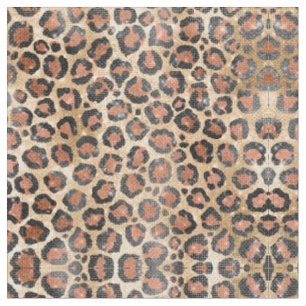 Luxuriöse Chic Gold Black Brown Leopard Animal Pri Stoff