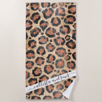 Luxuriöse Chic Gold Black Brown Leopard Animal Pri