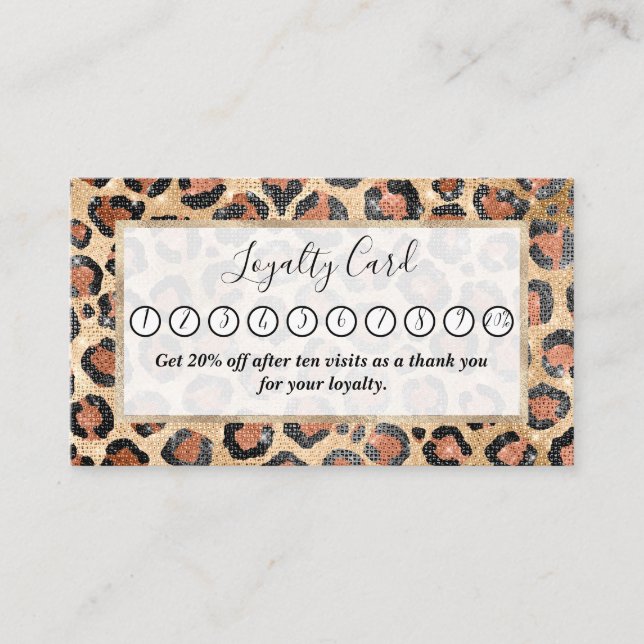 Luxuriöse Chic Gold Black Brown Leopard Animal Pri Treuekarte (Vorderseite)