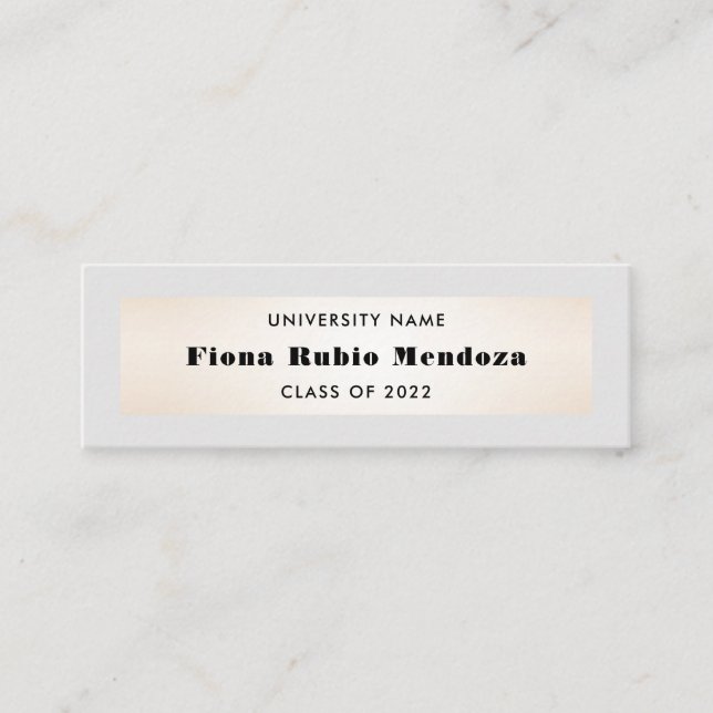 Luxuriöse Chic Gray Gold Abschluss Name Beilage Mini Visitenkarte (Vorderseite)