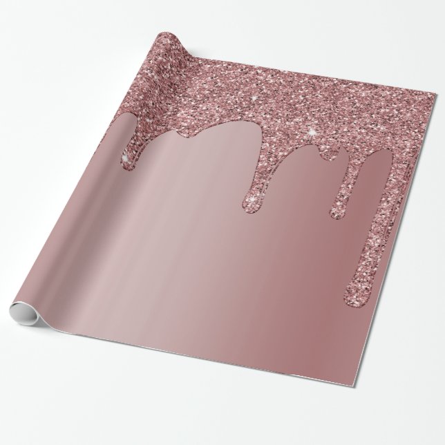 Luxuriöse Chic Rose Gold Sparkle Glitzer Tropfen Geschenkpapier (Ungerollt)