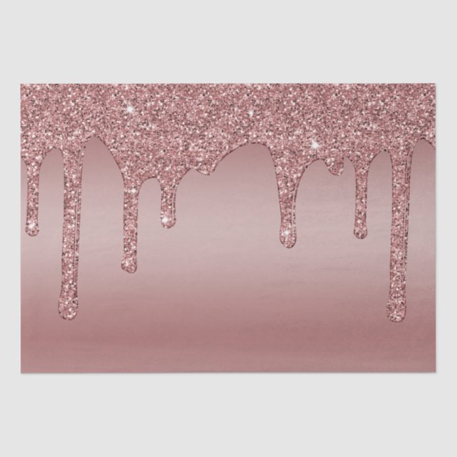Luxuriöse Chic Rose Gold Sparkle Glitzer Tropfen Seidenpapier (Vorderseite)