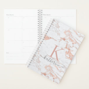 Luxuriöse Chic Rose Golden Foil   Marmormonogramm Planer