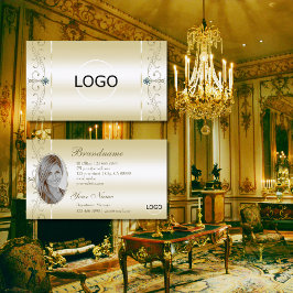 Luxuriöse Cream Gold gequiggelte Juwelen Logo & Fo Visitenkarte