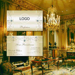 Luxuriöse Cream Gold gequiggelte Juwelen mit Logo Visitenkarte