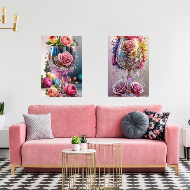 Luxuriöse Crystal Watercolor Bilderwand Sets (Wohnzimmer)