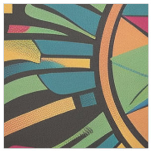 Luxuriöse Cyan "Eclipsed Suns and Pyramids" Woven Stoff