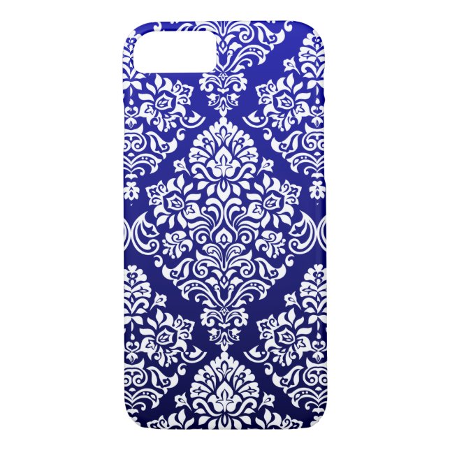 Luxuriöse Damask Muster auf wunderschön blau Case-Mate iPhone Hülle (Rückseite)