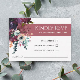 Luxuriöse Deep Rose Elegant Floral Wedding RSVP