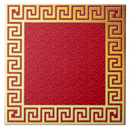 Luxuriöse Design Grieche Schlüssel Rot und Gold Kl Fliese