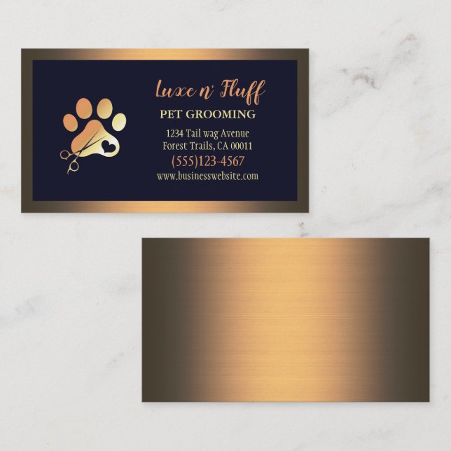 Luxuriöse Dog Pet Grooming Paw Scheren Visitenkarte (Vorne/Hinten)