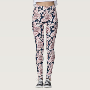 Luxuriöse dunkelblaue Rosen mit weißen Details Leggings