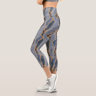 Luxuriöse dunkelgraue Marmortextur mit goldenen Ad Capri Leggings