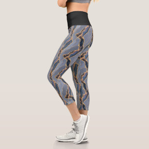 Luxuriöse dunkelgraue Marmortextur mit goldenen Ad Capri Leggings