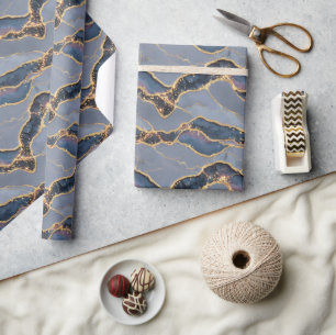 Luxuriöse dunkelgraue Marmortextur mit goldenen Ad Geschenkpapier
