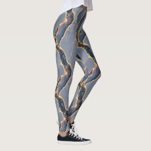 Luxuriöse dunkelgraue Marmortextur mit goldenen Ad Leggings