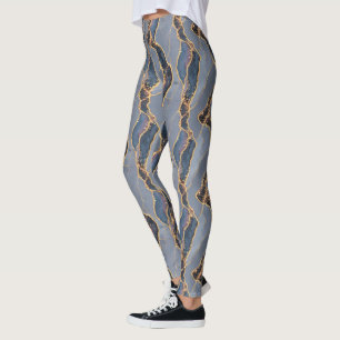 Luxuriöse dunkelgraue Marmortextur mit goldenen Ad Leggings