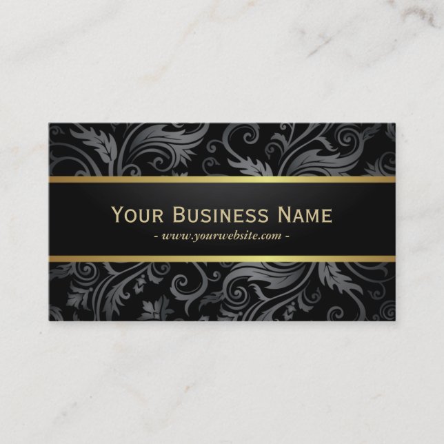 Luxuriöse dunkle Blumenmuster Business Card Visitenkarte (Vorderseite)