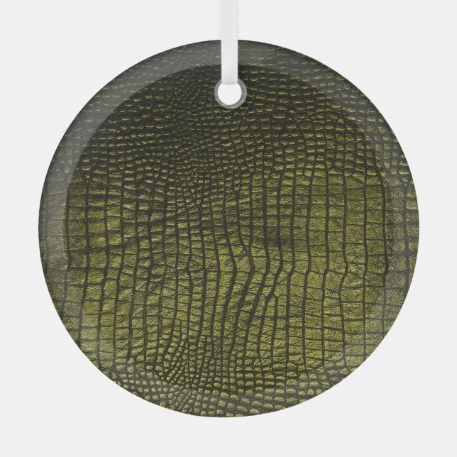 Luxuriöse dunkle Krokodillederstruktur. Ornament Aus Glas (Vorderseite)