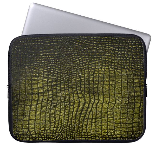 Luxuriöse dunkle Krokodilstruktur Laptopschutzhülle (Vorderseite)