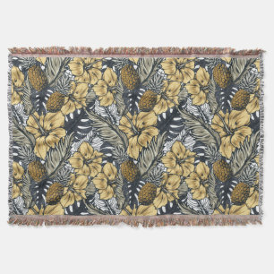 Luxuriöse Elegange Gold N'Black Tropical Blume Decke